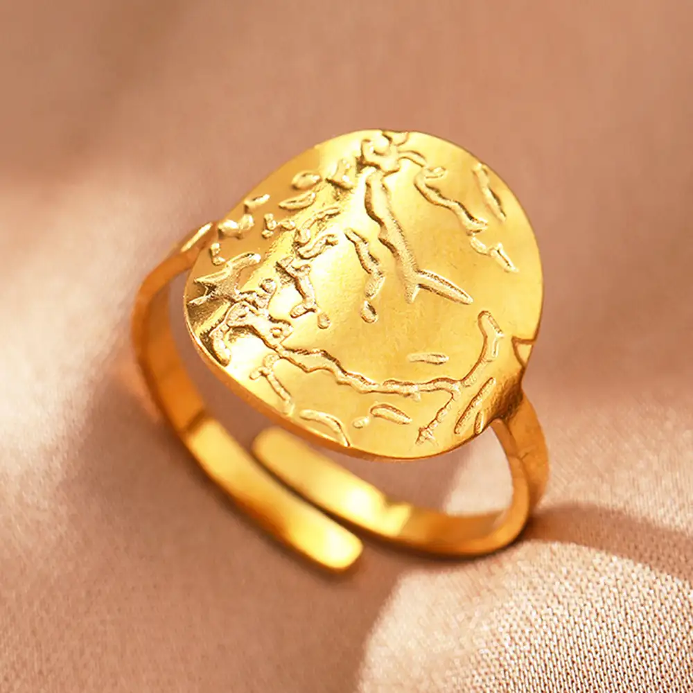 Bague femme en relief acier inoxydable