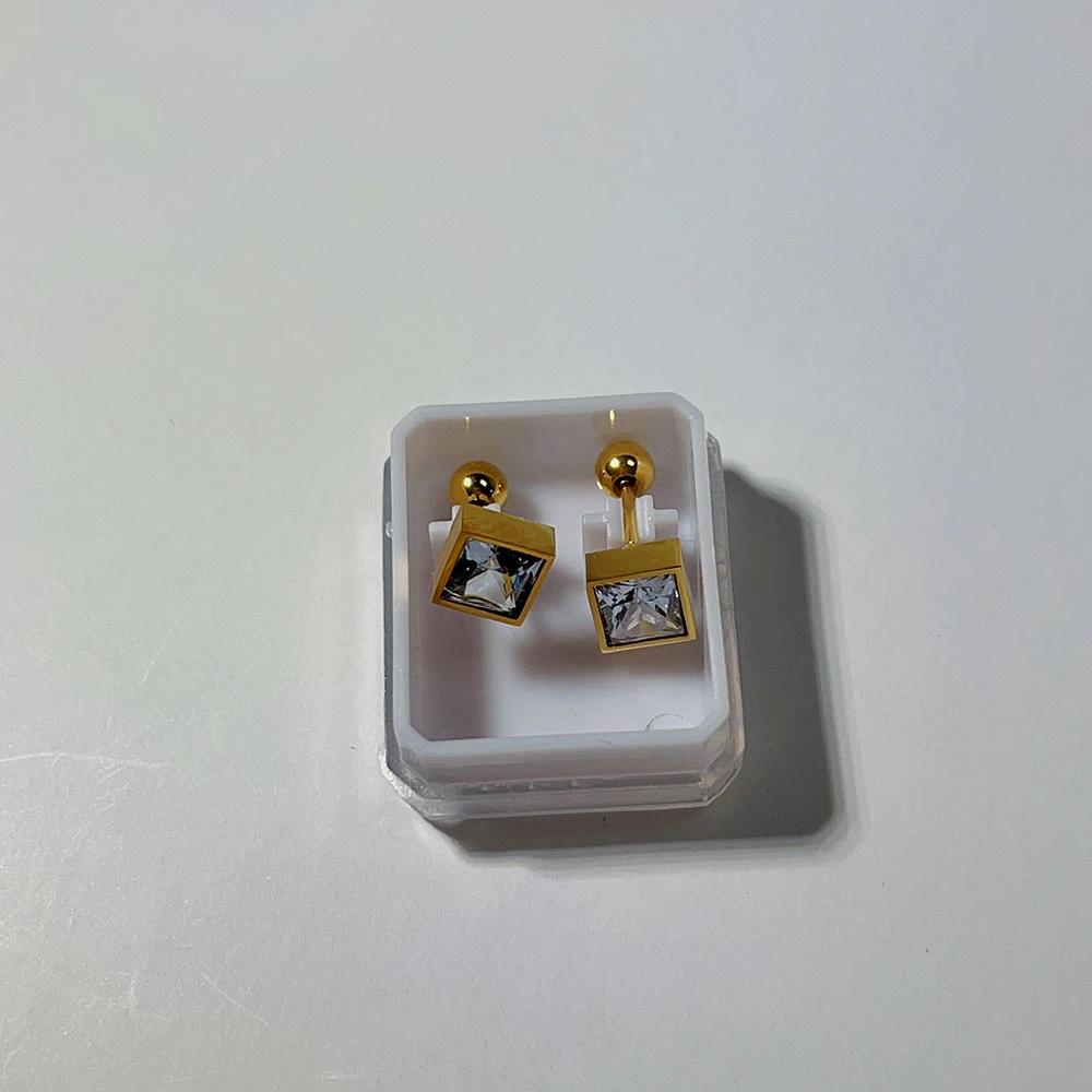 Boucle carré acier finition pierre cristal