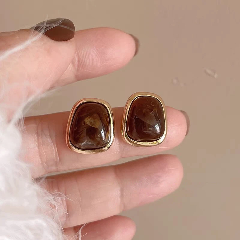 Boucles D'oreilles clous plaqué or zircon perle