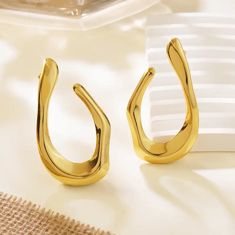 Boucles d'oreilles géométrique or acier inoxydable