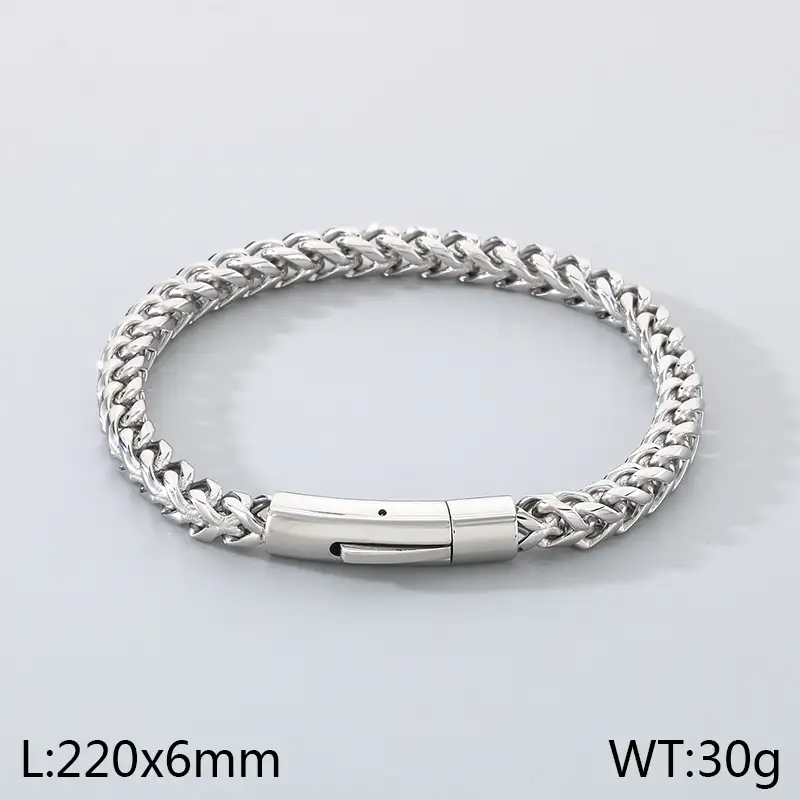 Bracelet homme femme argent acier inoxydable
